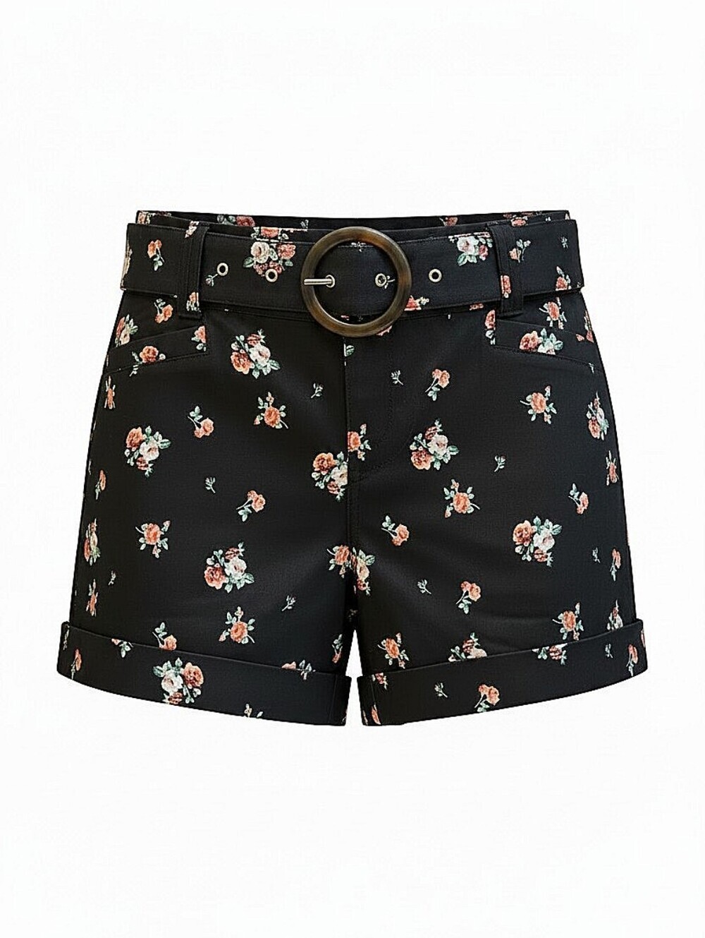 NWT! Torrid Floral Belted Black Women's Shorts